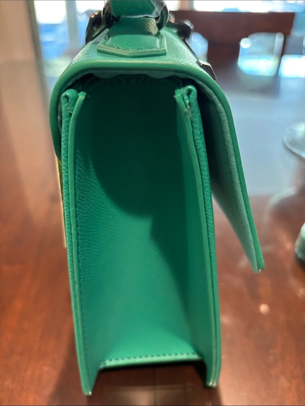 Badgley Mischka Teal Green Studded Top-Handle Satchel
